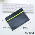 得力文件夹袋子柔质双层拉链袋A5/A4透气文件袋学生资料袋办公夹可水洗双袋学习文具袋子补习袋商务多层(A5)5843深蓝