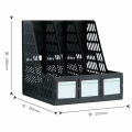 得力文件架文件夹收纳盒桌面文件架文件框多功能文件架子文件筐多层资料架文件栏办公书架文件夹收纳架加厚三栏文件筐(9833黑色)